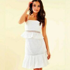 Lilly Pulitzer Jan Eyelet Skirt and Top 2 Piece Set size 8